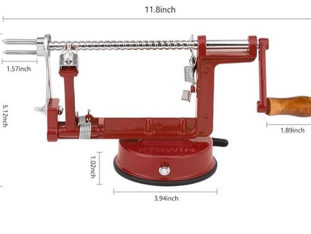 Corer, Long Lasting Chrome Cast Magnesium Alloy Slicer Corer with Stainless Steel Blades and Powerful Suction Base for and Potato(Deep Red) Kitchen Handy Utensils Traditional Apple Peeler Apple Slicer Saladchopper V Egg Fruit